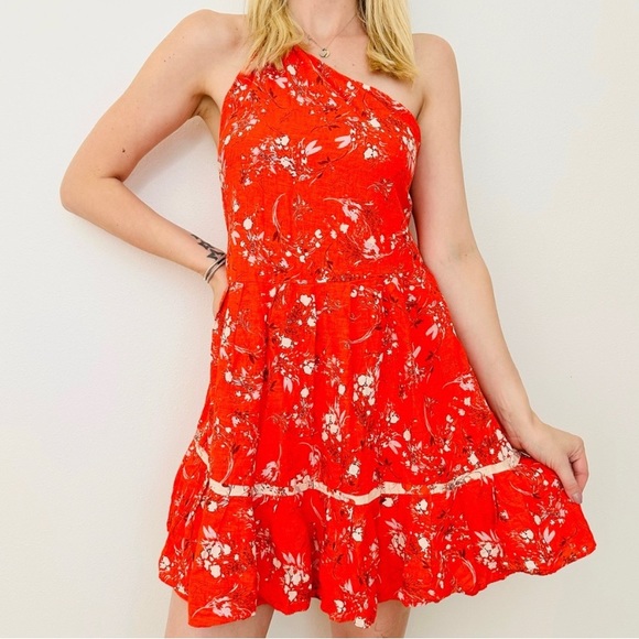 Free People One Shoulder Mini Resort Vacation Dress S - Picture 2 of 7